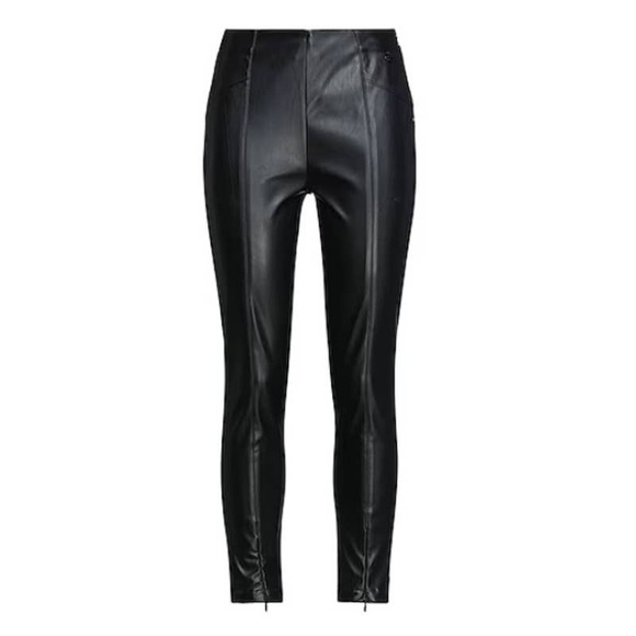 NWT Good American Straight Leg Faux Leather Pants Womens Size 0 Black High Rise - Picture 3 of 6